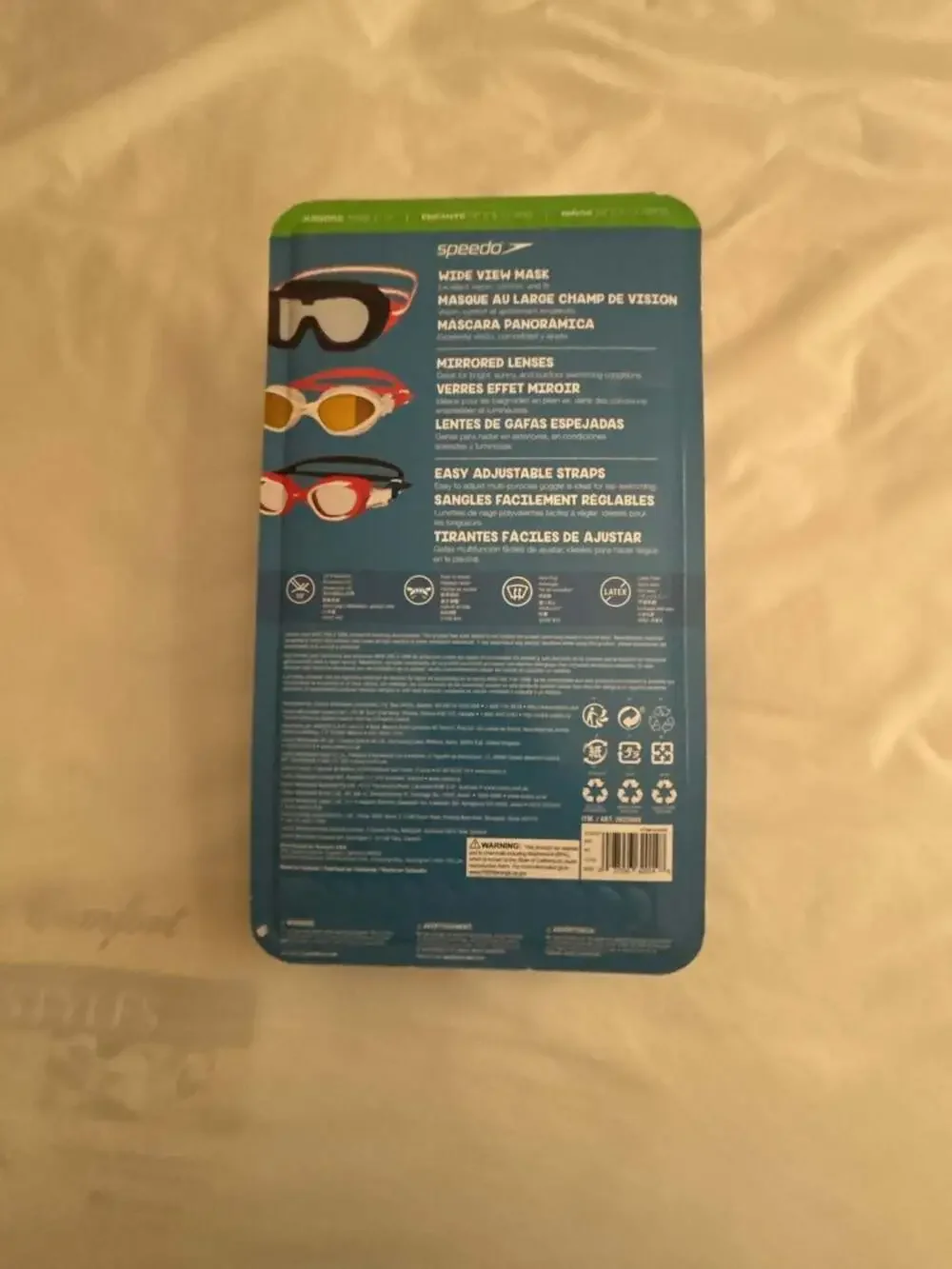 Speedo Junior Swim Goggles 3-Pack, Ages 6-14, Includes Wide View Mask and Mirror
